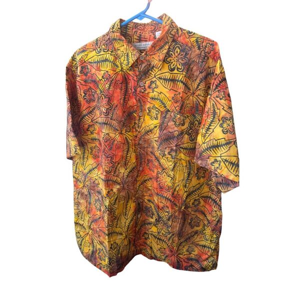 Island Republic Tribal Geometric Print Hawaiian Shirt Sz L 100% Cotton Button Up - Picture 2 of 3